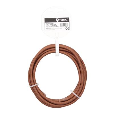 Rollo de cable textil 2,5 m liso 2 X 0,75 mm marron