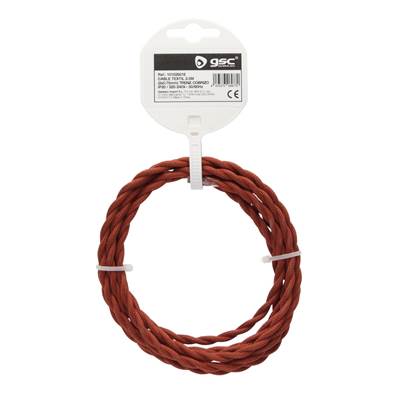 Rollo de cable textil 2,5 m trenzado 2 X 0,75 mm cobrizo