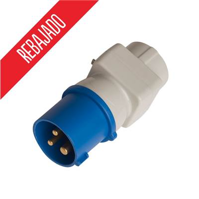 Adaptador clavija cetac 16 A 2 P + T a base schuko