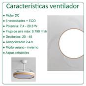 Ventilador 4 aspas retráctiles "Sky" blanco - madera