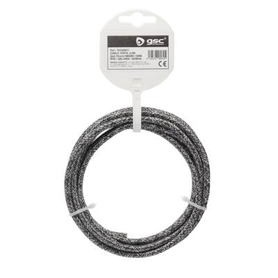 Rollo de cable textil 2,5 m liso 2 X 0,75 mm negro / gris