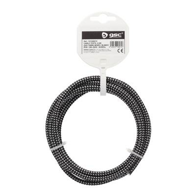 Rollo de cable textil 2,5 m liso 2 X 0,75 mm negro / blanco