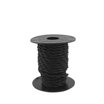 Carrete de cable textil 10 m trenzado 2 X 0,75 mm negro