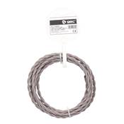 Rollo de cable textil 2,5 m trenzado 2 X 0,75 mm gris claro