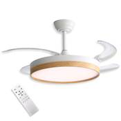 Ventilador 4 aspas retráctiles "Sky" blanco - madera
