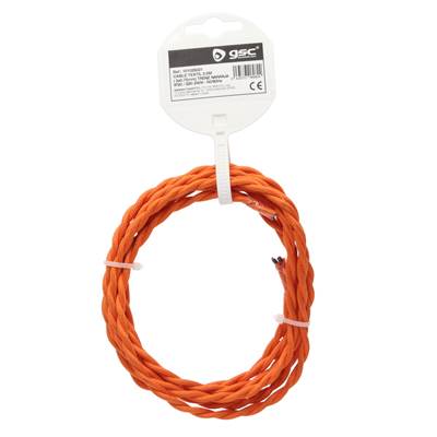 Rollo de cable textil 2,5 m trenzado 2 X 0,75 mm naranja