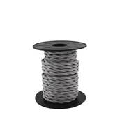 Carrete de cable textil 10 m trenzado 2 X 0,75 mm gris claro