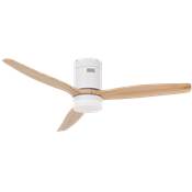 Ventilador de techo con mando 52' motor DC CCT regulable 3 aspas Madera y blanco
