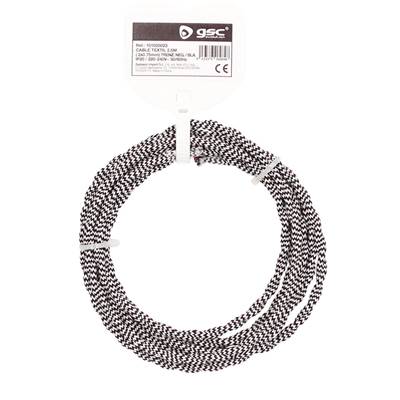 Rollo de cable textil 2,5 m trenzado 2 X 0,75 mm negro / blanco