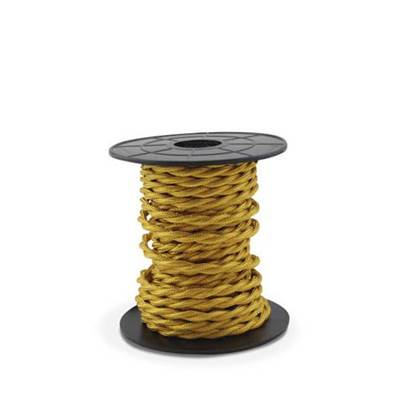 Carrete de cable textil 10 m trenzado 2 X 0,75 mm dorado