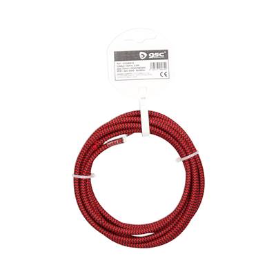 Rollo de cable textil 2,5 m liso 2 X 0,75 mm rojo / negro