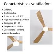 Ventilador techo Wood 3 aspas madera