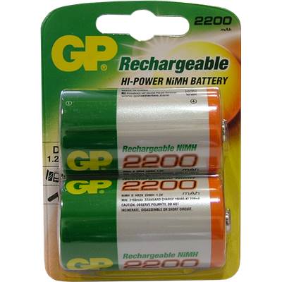 PILA RECARGABLE R-20 NI-MH "GP" 2200 mAh (2 UDS)