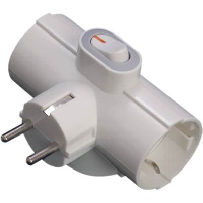 Adaptador triple schuko con interruptor