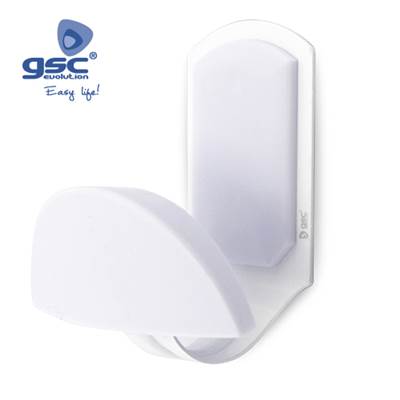 PERCHA MEDIALUNA ACERO POMO ABS - BLANCO LACADO 45X84MM