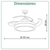 Ventilador 4 aspas retráctiles "Sky" blanco - madera