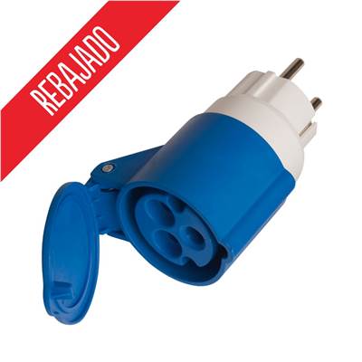 Adaptador clavija schuko a base cetac 16 A 2 P + T