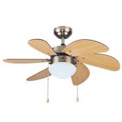 Ventilador techo con Luz 32' 6 aspas madera Haya