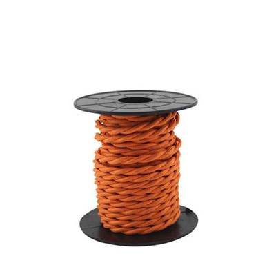 Carrete de cable textil 10 m trenzado 2 X 0,75 mm naranja