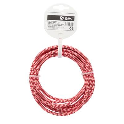 Rollo de cable textil 2,5 m liso 2 X 0,75 mm rojo / blanco