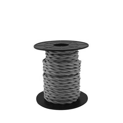 Carrete de cable textil 10 m trenzado 2 X 0,75 mm gris