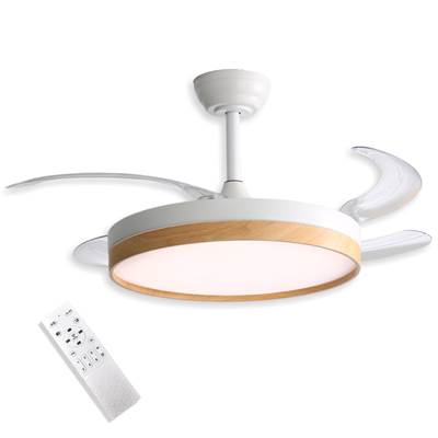 Ventilador 4 aspas retráctiles "Sky" blanco - madera
