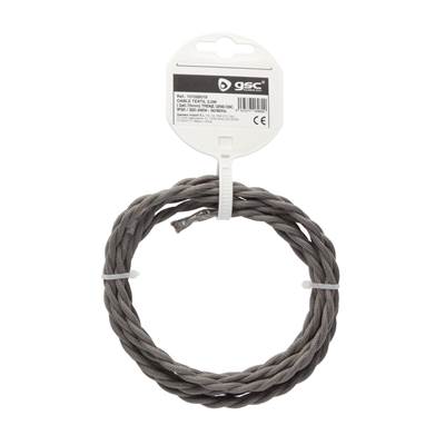 Rollo de cable textil 2,5 m trenzado 2 X 0,75 mm gris